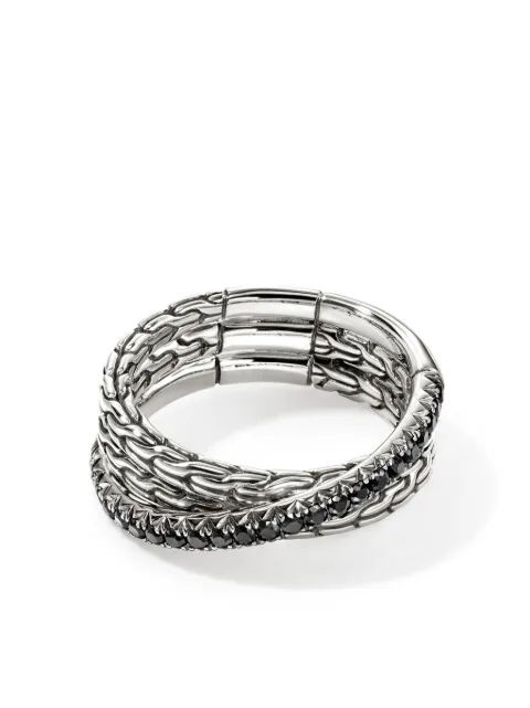 John Hardy anillo JH Essential Crossover en plata de ley con zafiro
