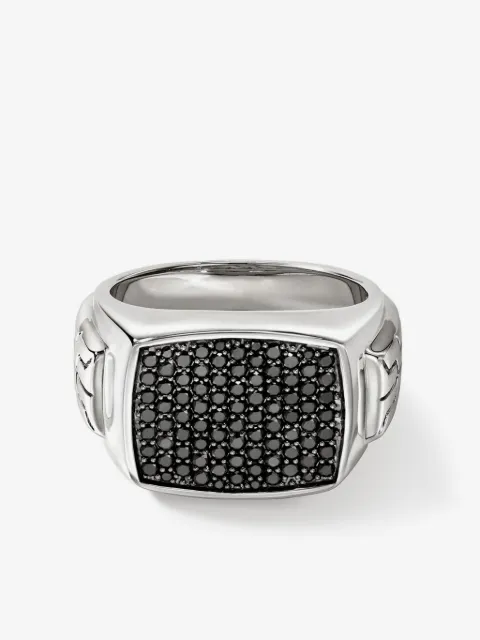 John Hardy Anello a sigillo in argento sterling con zaffiro