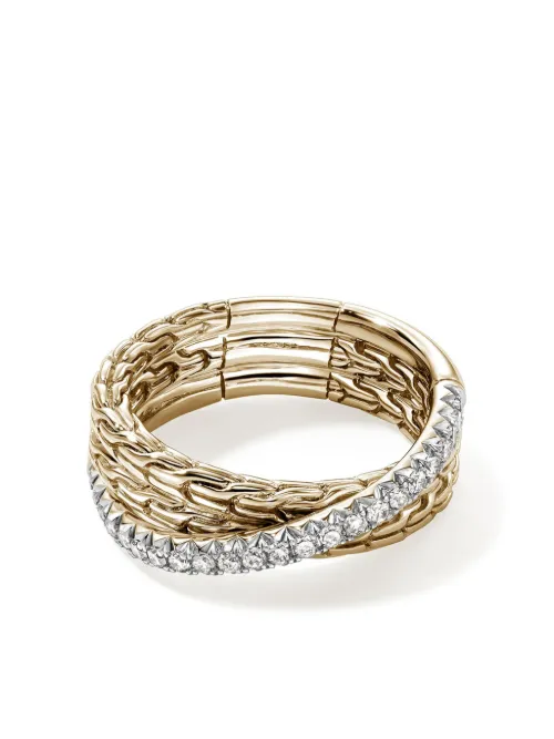 Bague JH Essential Crossover en 14ct pavée de diamants - John Hardy - Modalova