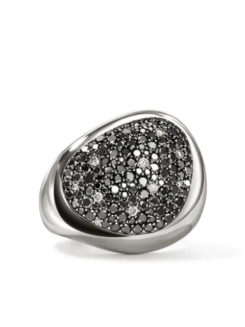 John Hardy anillo Pebble en plata de ley con diamantes