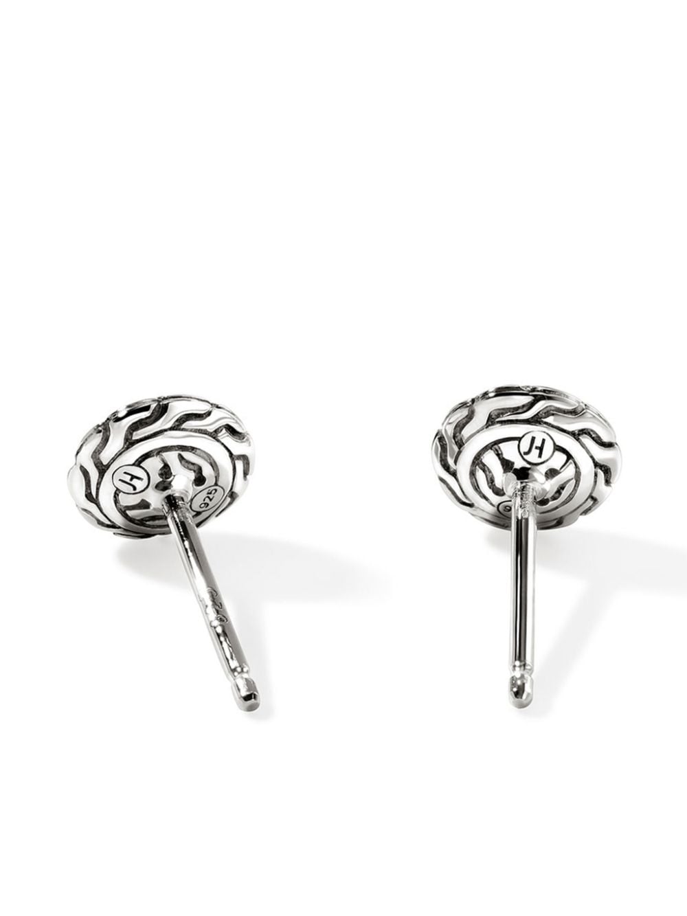 John Hardy Carved Chain diamond stud earrings - Zilver