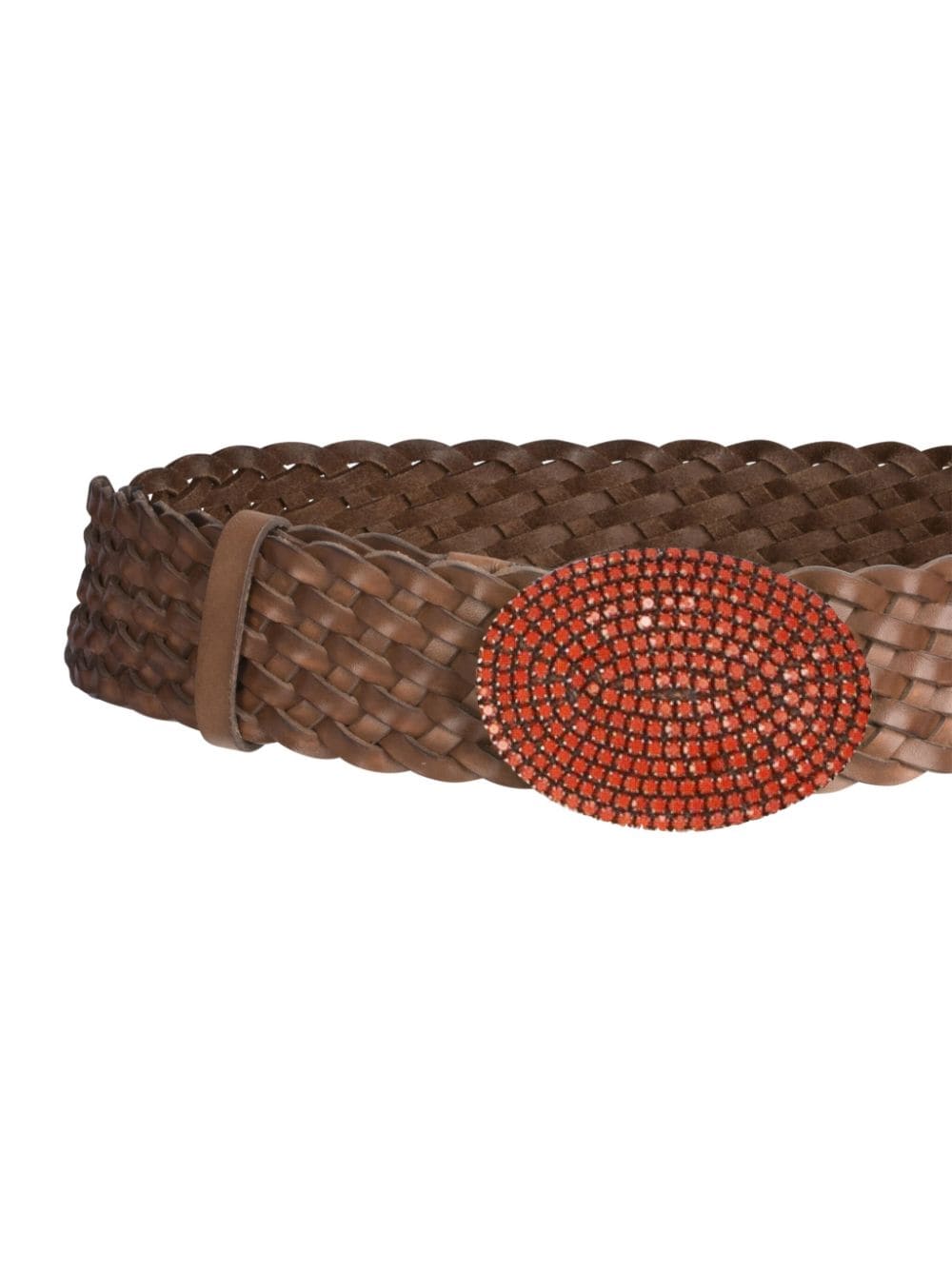 Shop Silvia Tcherassi Irene Braided Leather Belt In Brown