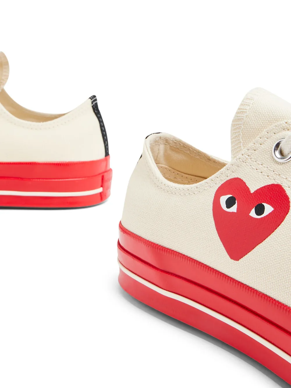 Shop Comme Des Garçons Contrasting-sole Canvas Trainers In White