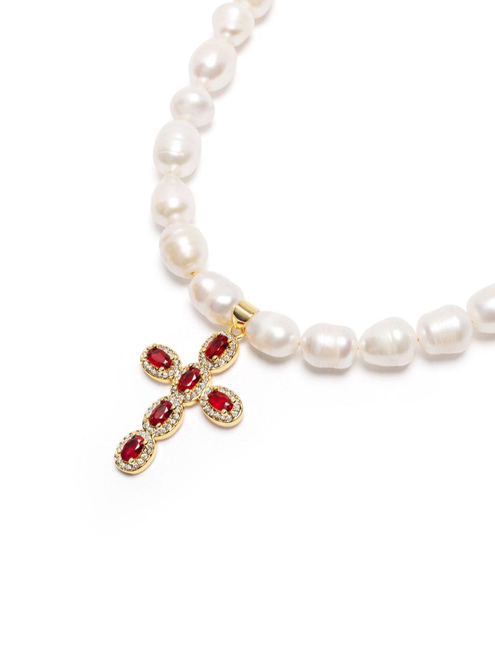 Shop Nialaya Jewelry Cross-pendant Pearl Choker In White