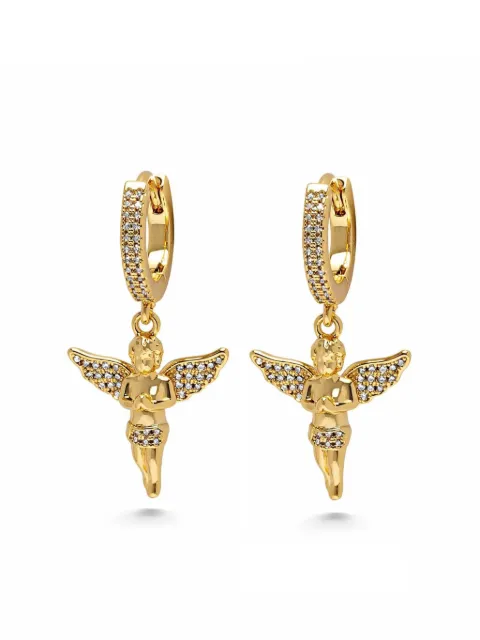 Nialaya Jewelry gold plated Angel huggie earrings