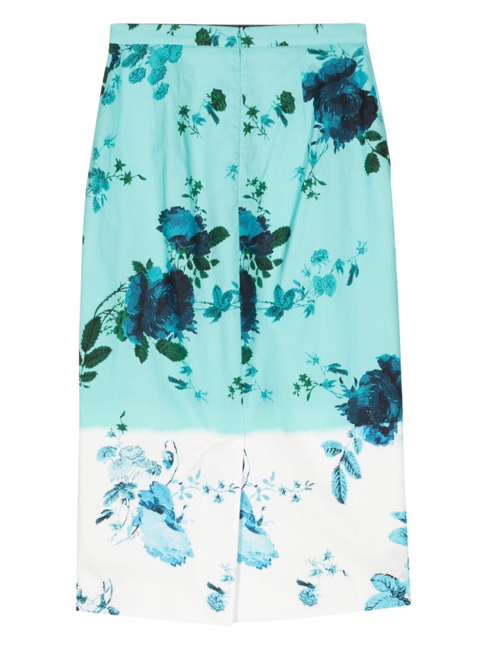 Shop Erdem Floral-print Pencil Skirt In Blue