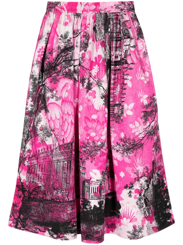 Erdem Printed Jacquard Midi Skirt in Pink