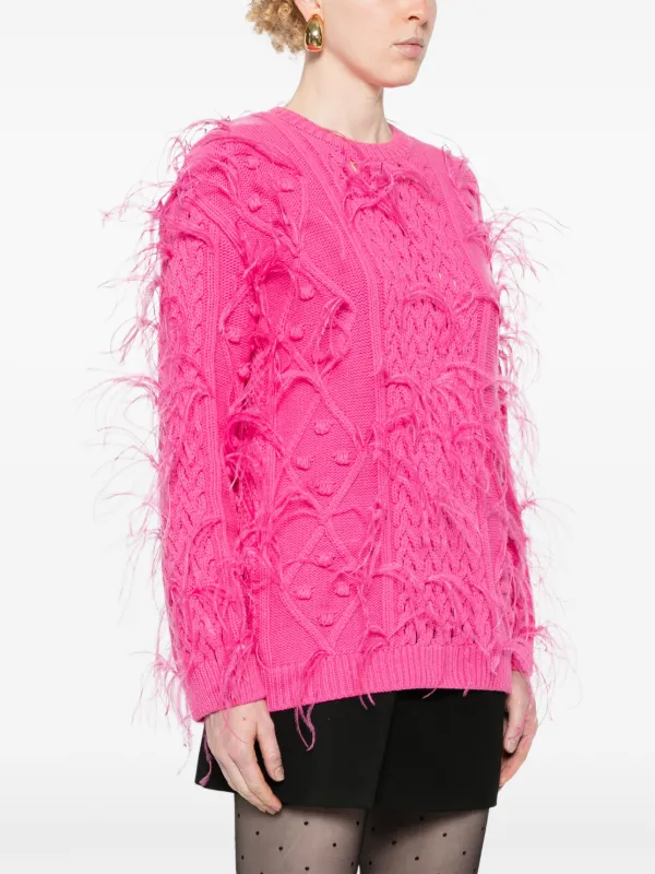Valentino Garavani フェザートリム セーター | ピンク | FARFETCH JP
