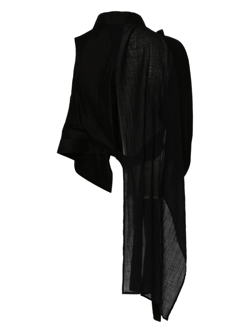 Shop Yohji Yamamoto Asymmetric Cropped Shirt In Black