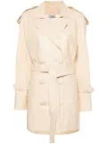 The Attico double-breasted leather coat - Neutrals