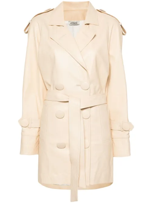 Manteau en cuir à boutonnière croisée - The Attico - Modalova