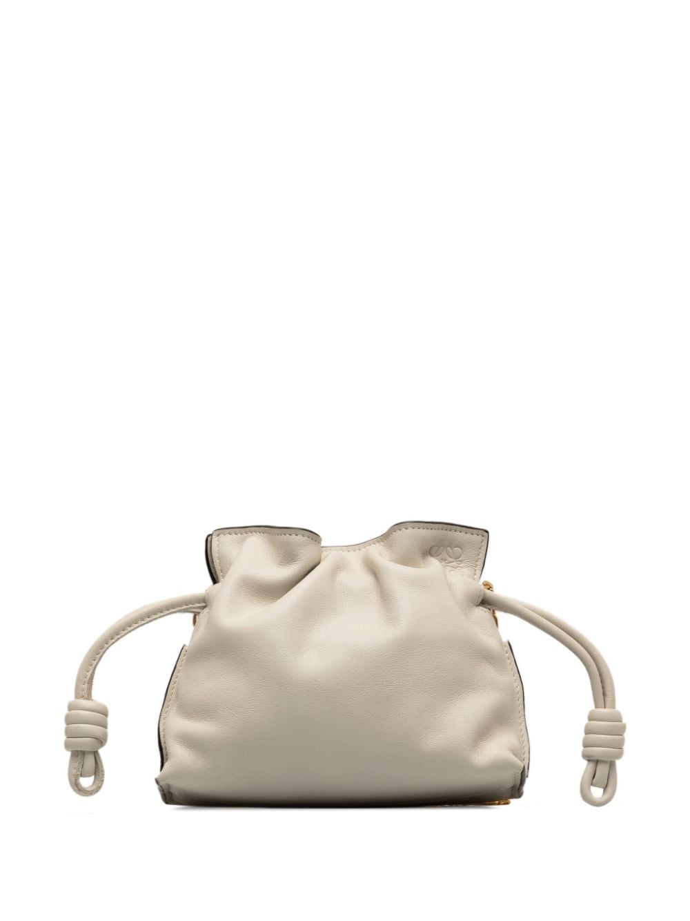 Pre-owned Loewe 2021 Nano Flamenco Knot Clutch Bag In White