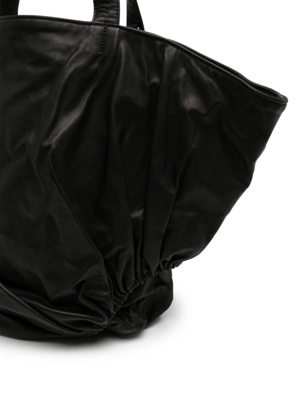 Shop Discord Yohji Yamamoto Asymmetric Leather Tote Bag In Schwarz