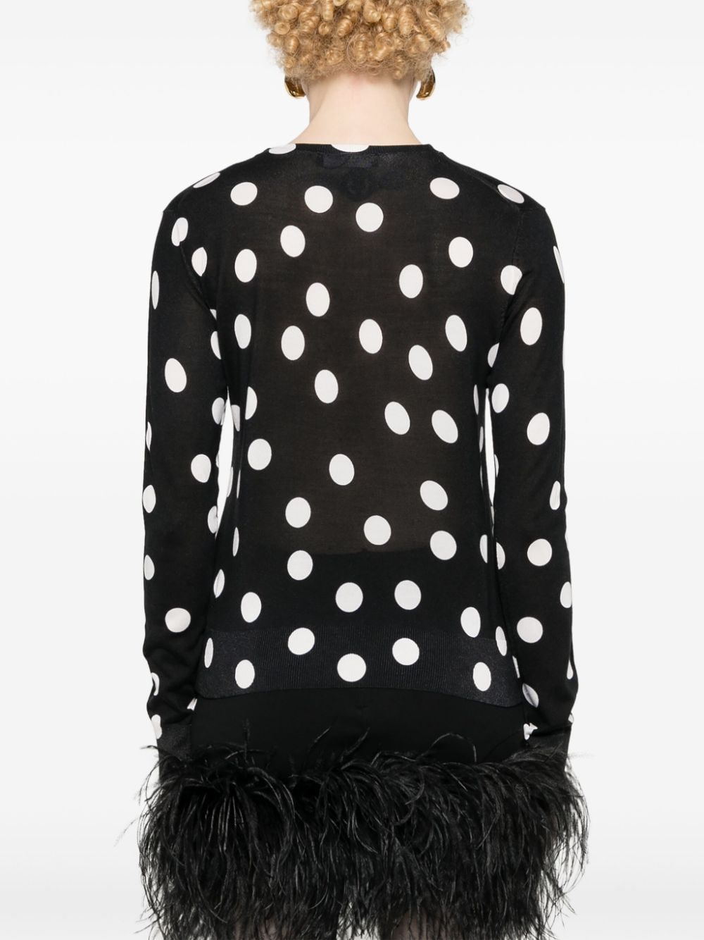 Shop Dolce & Gabbana Polka-dot Silk Jumper In Black