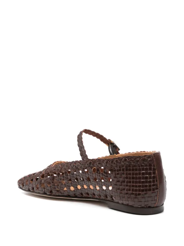 Miista Yeida Leather Ballerina Shoes | Brown | FARFETCH JO