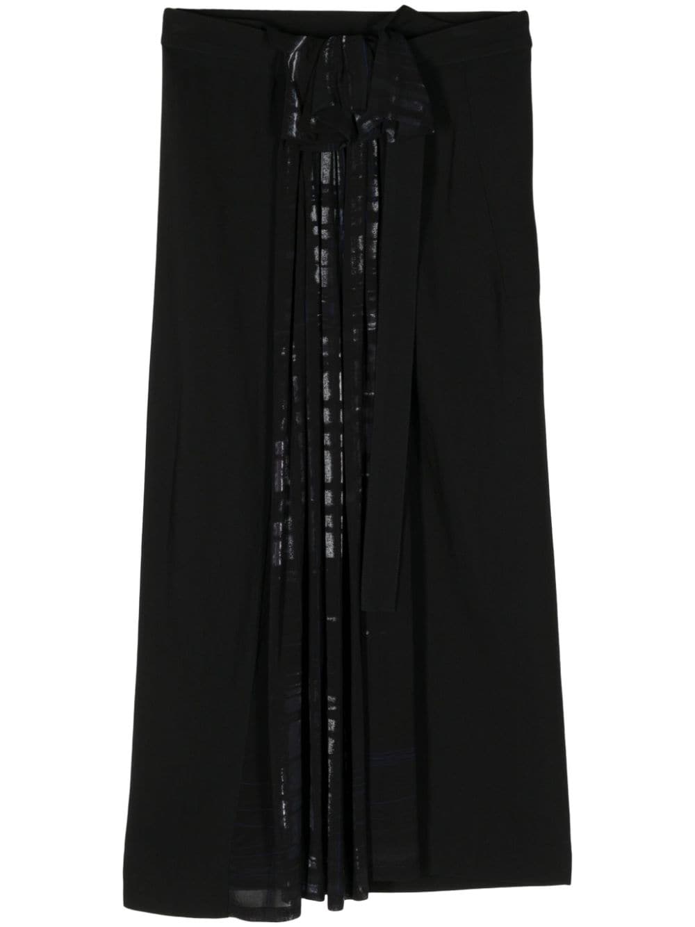 Y's Pleated Midi Skirt In Black