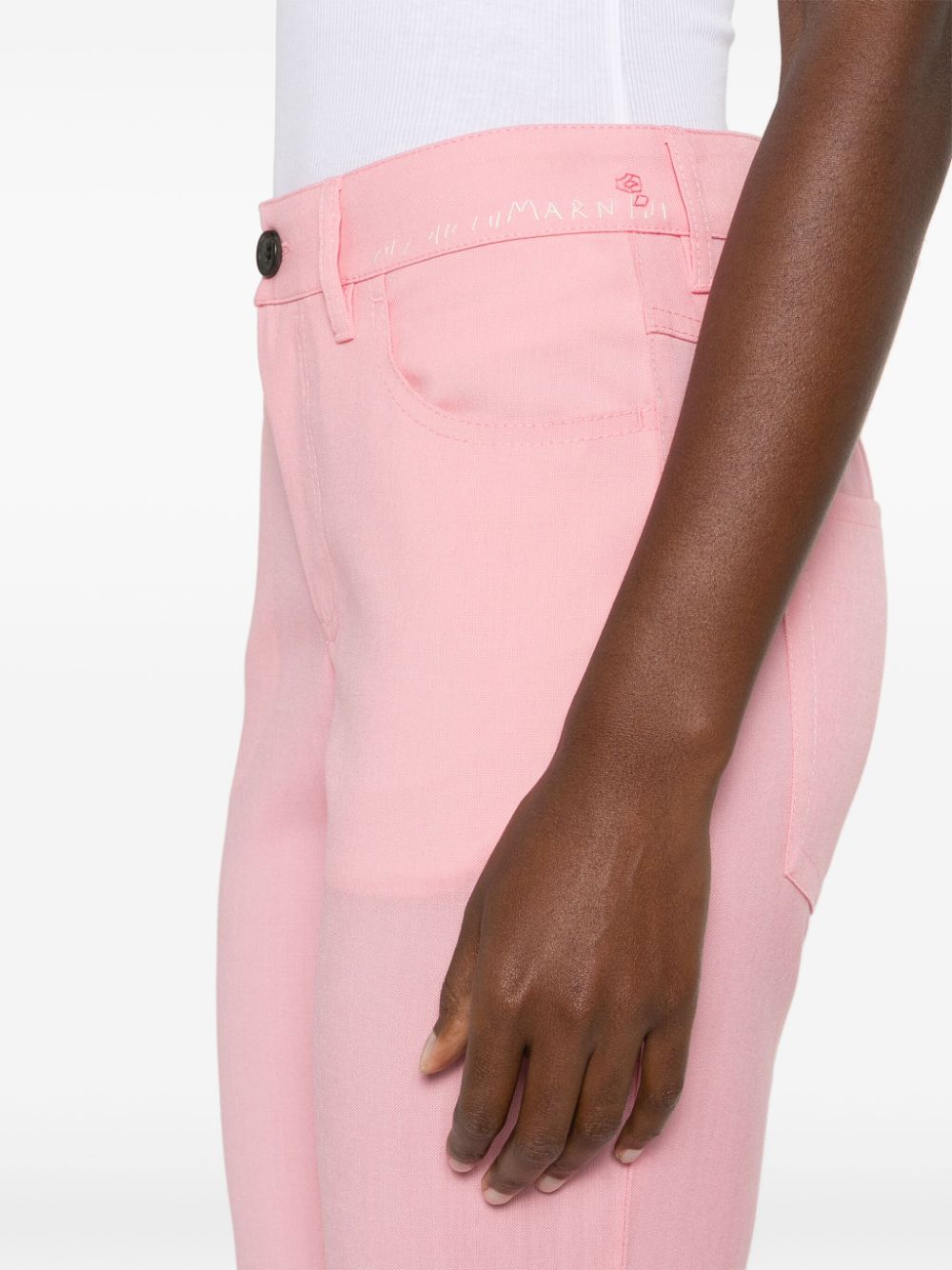 Shop Marni Grain De Poudre Flared Trousers In Pink