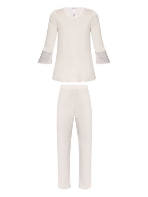 Hanro devoré-effect round-neck pajamas