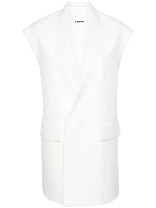 Jil Sander V-neck Oversized Gilet in Neutrals