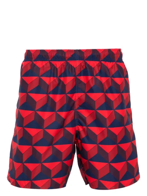 Lacoste shorts de playa con motivo geométrico y parche del logo