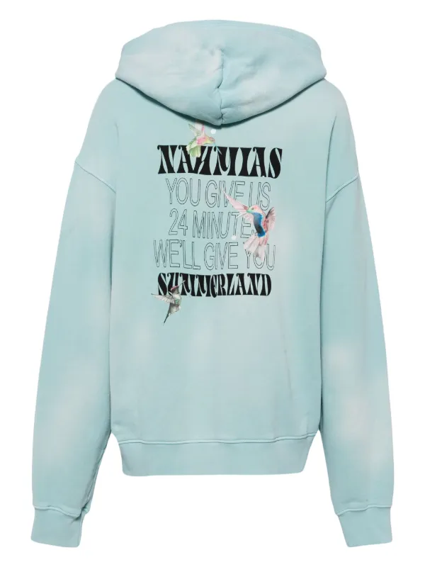 Nahmias logo-print Cotton Hoodie | Blue | FARFETCH JO