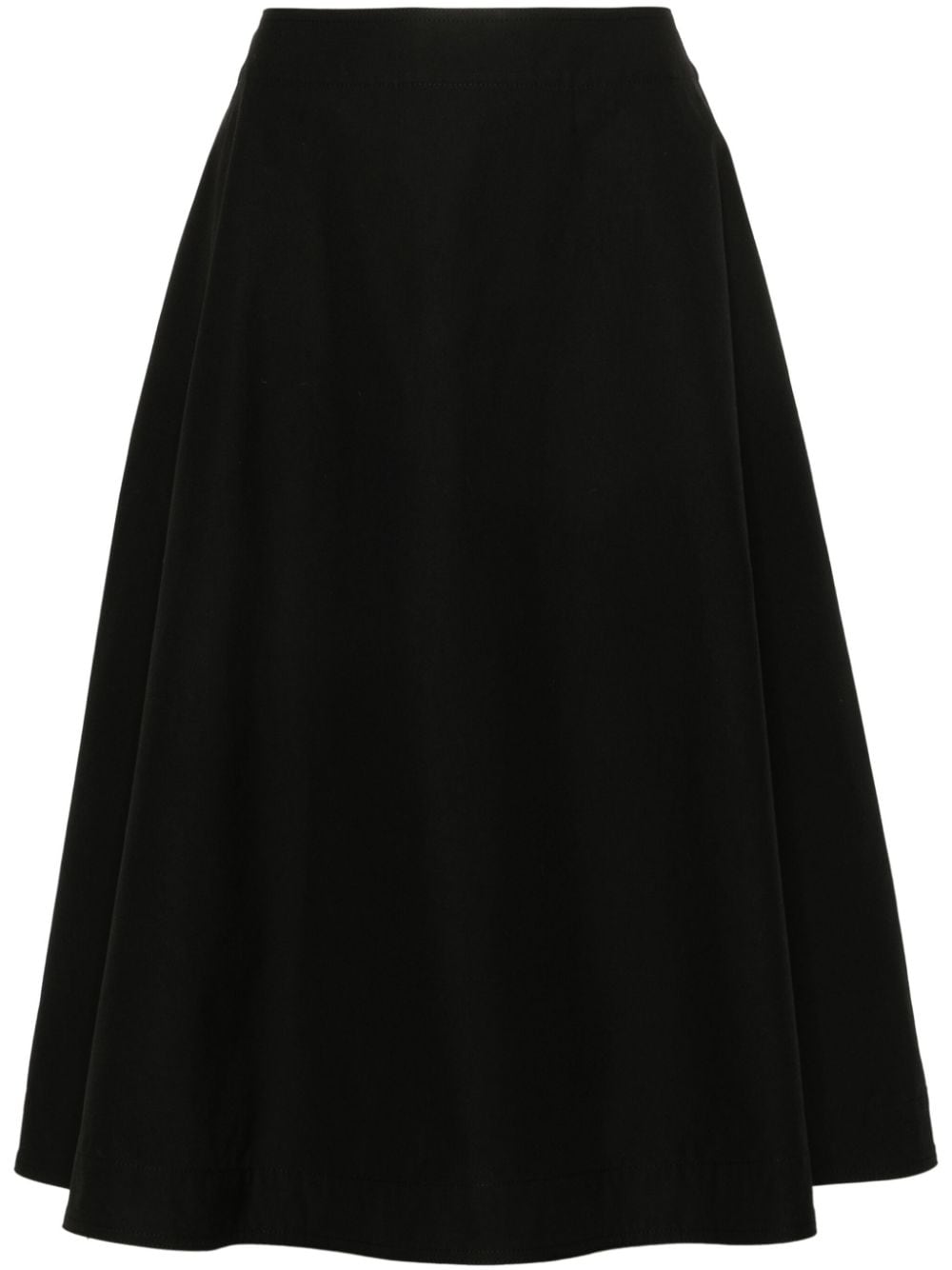 Bottega Veneta Flared Cotton Midi Skirt In Black