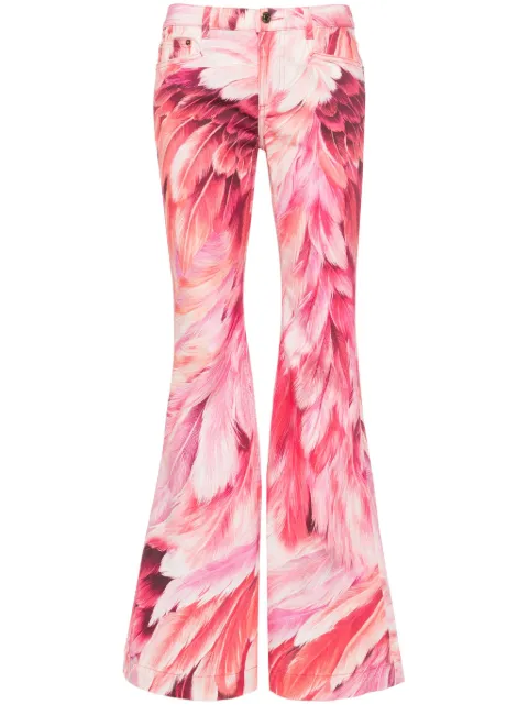 Roberto Cavalli plumage-print flared jeans