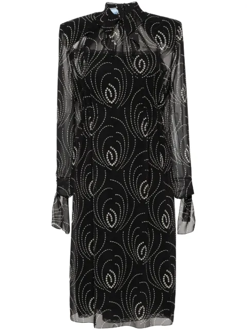 Prada graphic-print chiffon midi dress