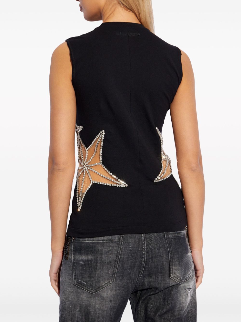 Shop Dsquared2 Crystal-embellished Cotton Vest In Black