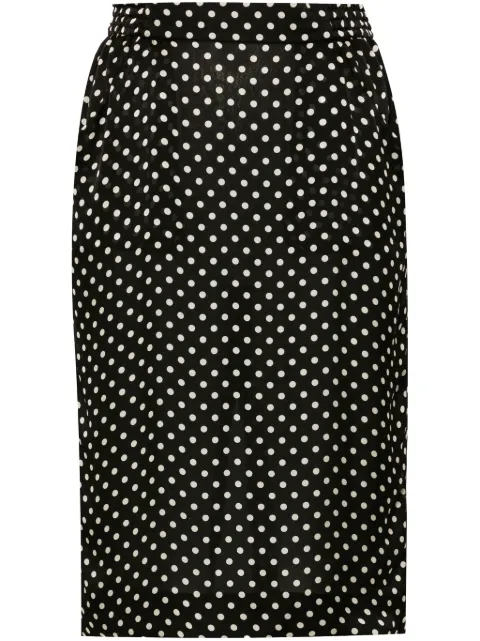 Saint Laurent polka-dot silk midi  skirt