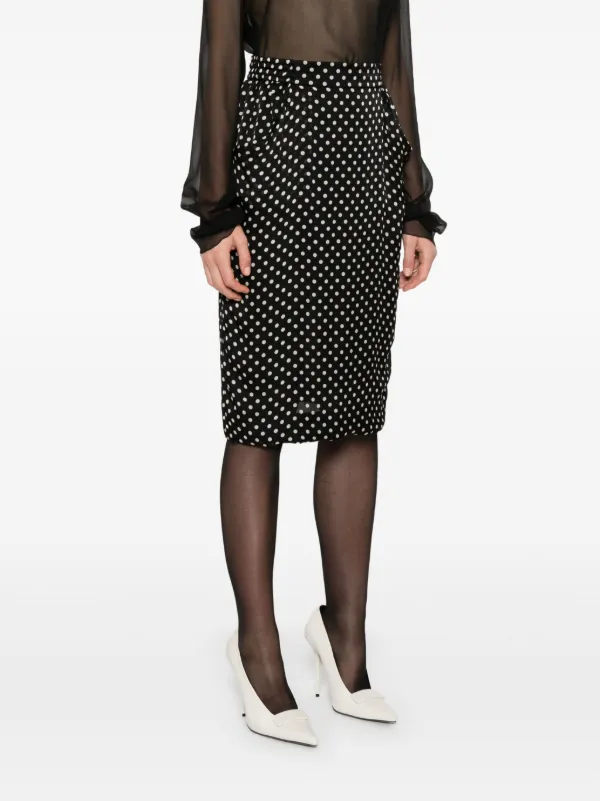 Saint Laurent polka dot Silk Midi Skirt Black FARFETCH BH