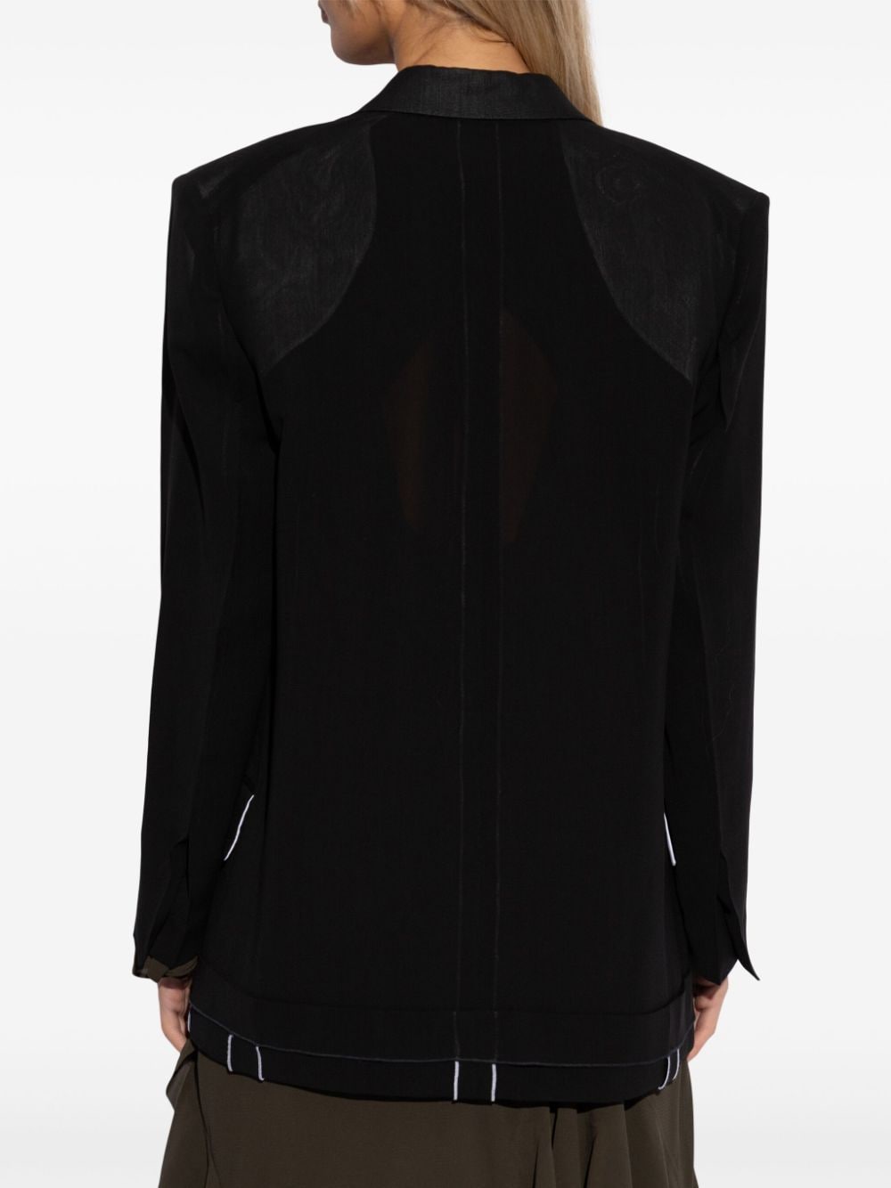 Shop Victoria Beckham Panelled Cotton-blend Blazer In 黑色