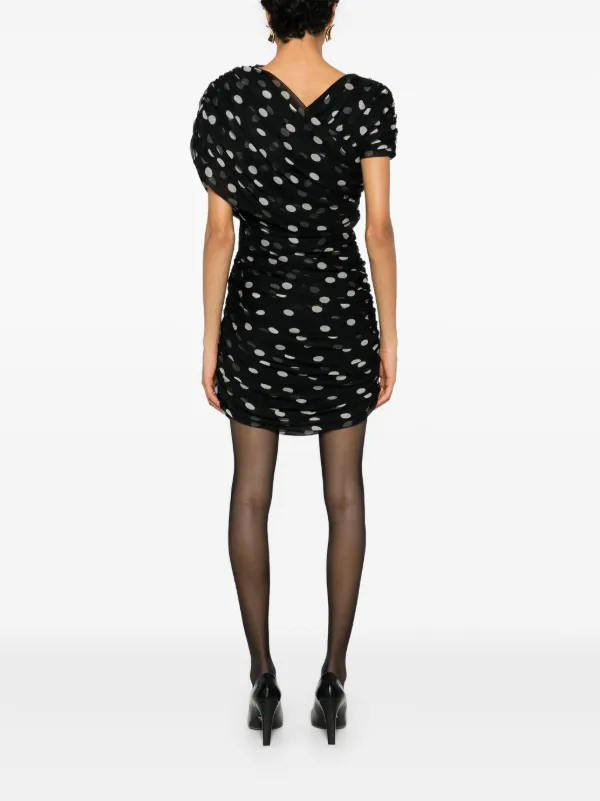ワンピース SAINT LAURENT Black Nylon Blend Mini Dress Saint Laurent - Black Textured Short Sleeve Mini Dress