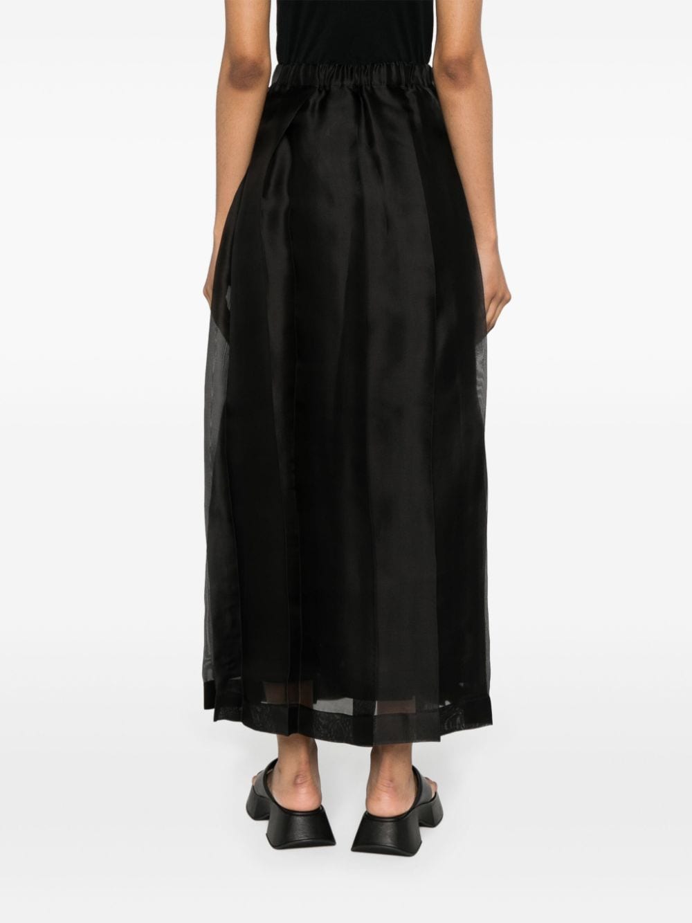 Shop Fabiana Filippi Pleat Organza Skirt In Black