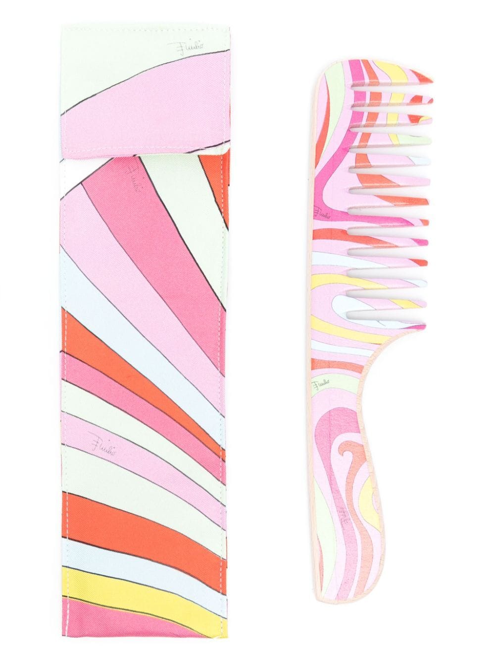 Pucci Graphic-print Comb And Pouch Set In White