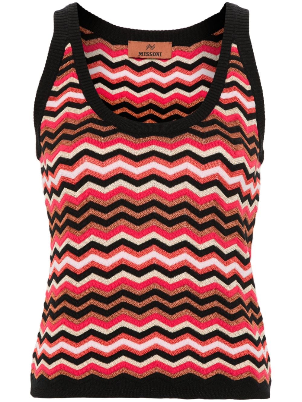Shop Missoni Zigzag-woven Knitted Top In Black