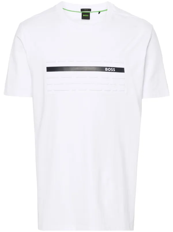 BOSS embossed detail Cotton T shirt White FARFETCH CA