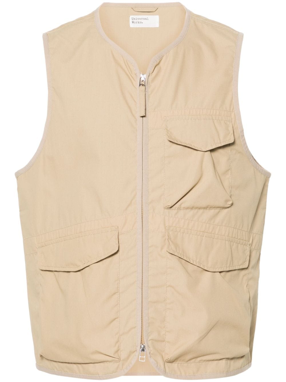 Universal Works Zip-up Utilitary Gilet In Gold