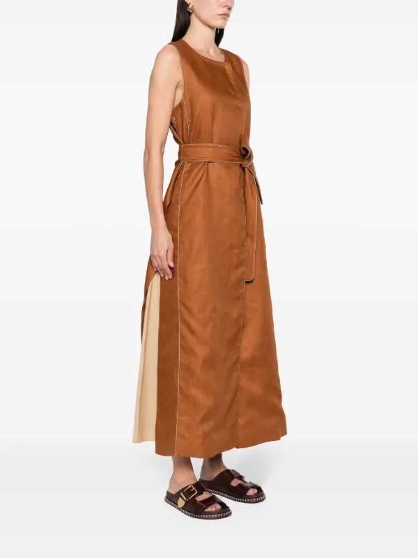 オールインワン・サロペット Max Mara 'Aureo' Maxi Waistcoat Max Mara Aureo Belted Linen Waistcoat | Brown | FARFETCH