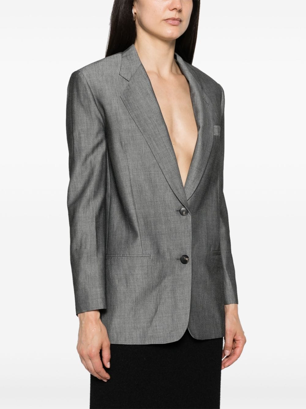 Shop Tela Petunia Single-breasted Blazer In Grey