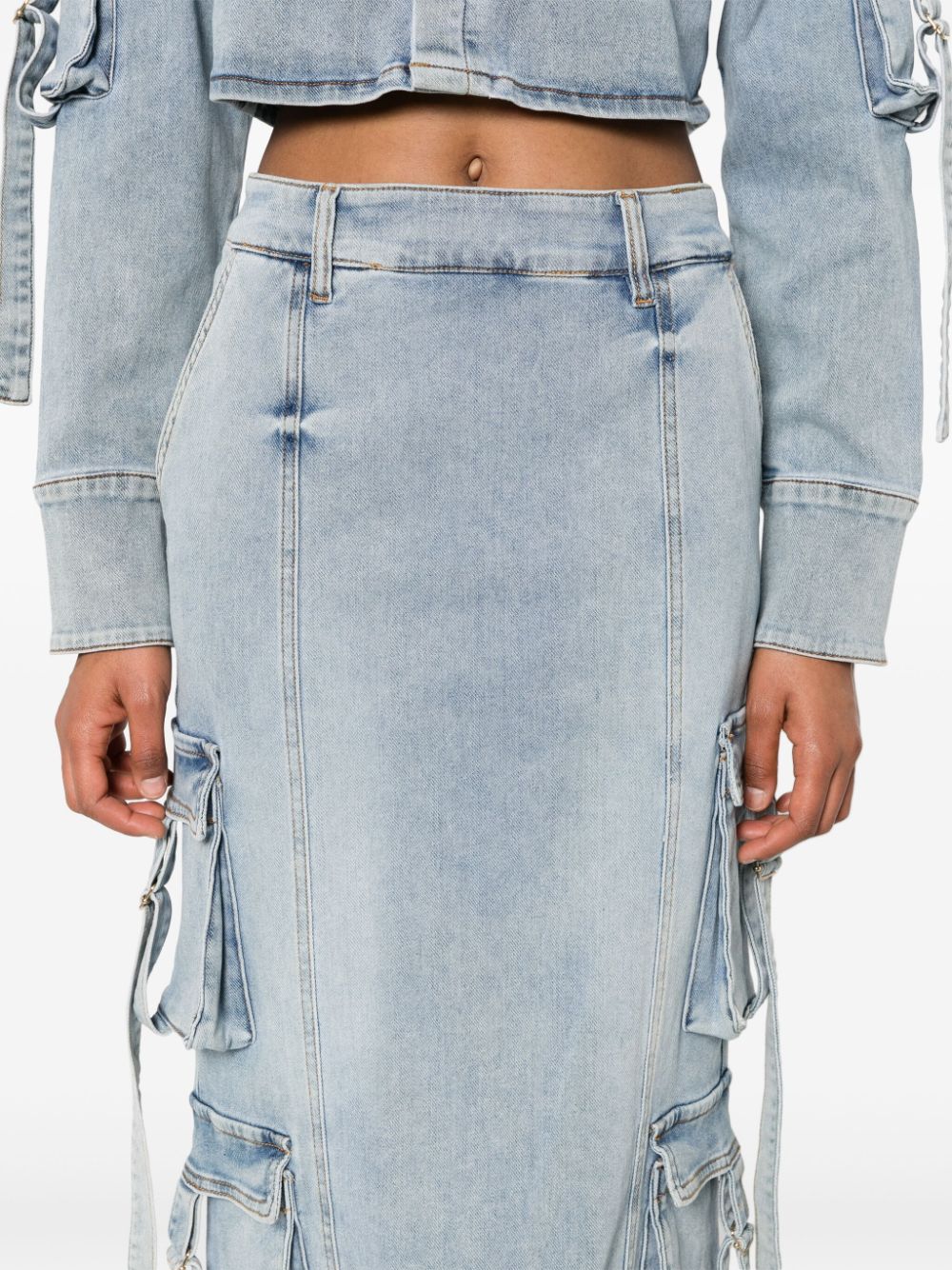 Shop Retroféte Cerise Denim Skirt In Blue