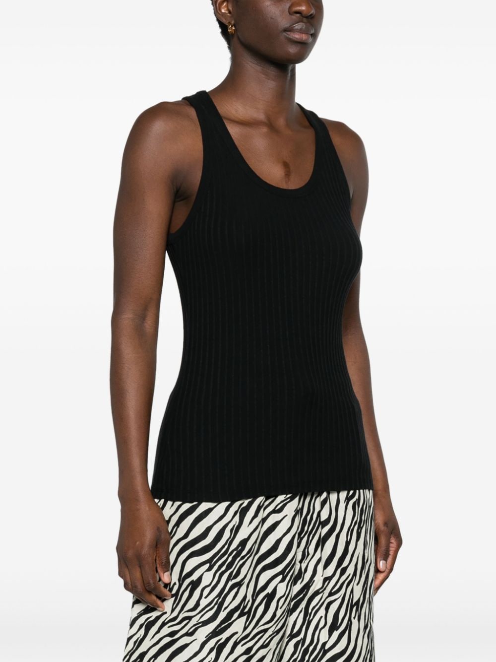 Shop Tela Canotta Sophie Ribbed-jersey Tank Top In Black