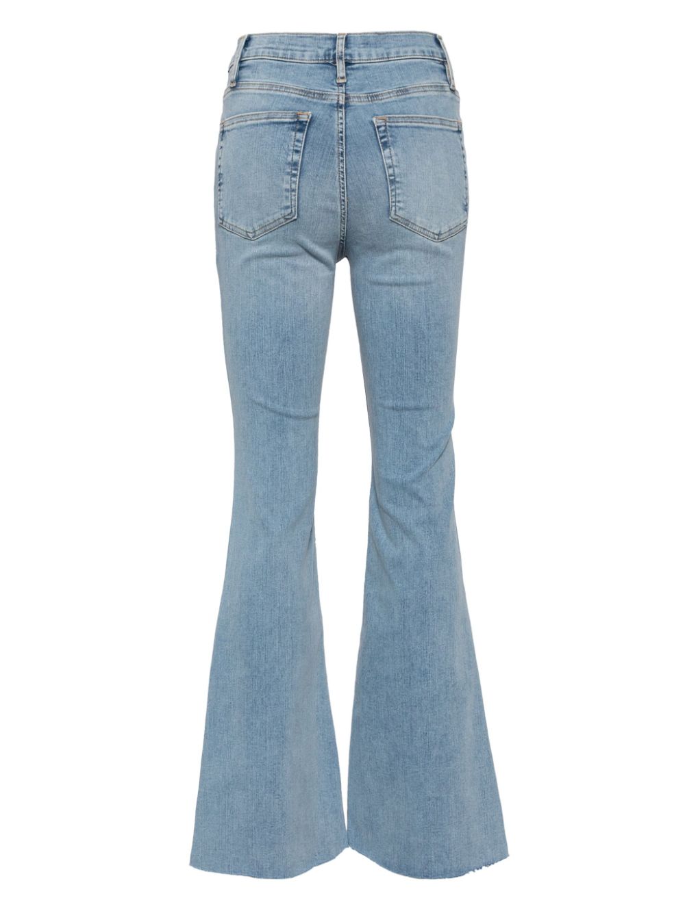 Shop Frame High-rise Flared Jeans In Blue