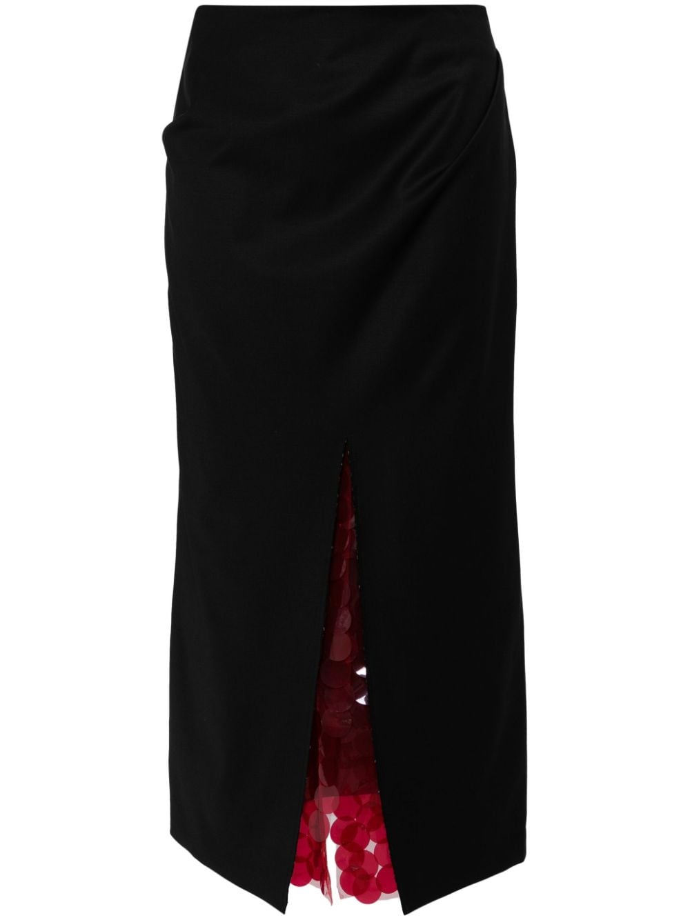 16arlington Zure Sequin-underlay Midi Skirt In Red