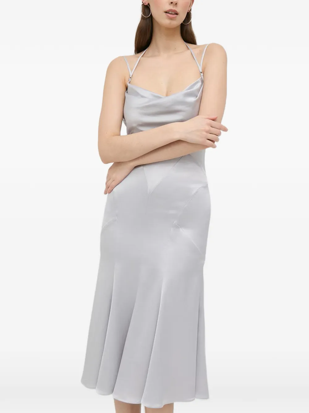 Trussardi Abito midi con scollo drappeggiato - Grigio