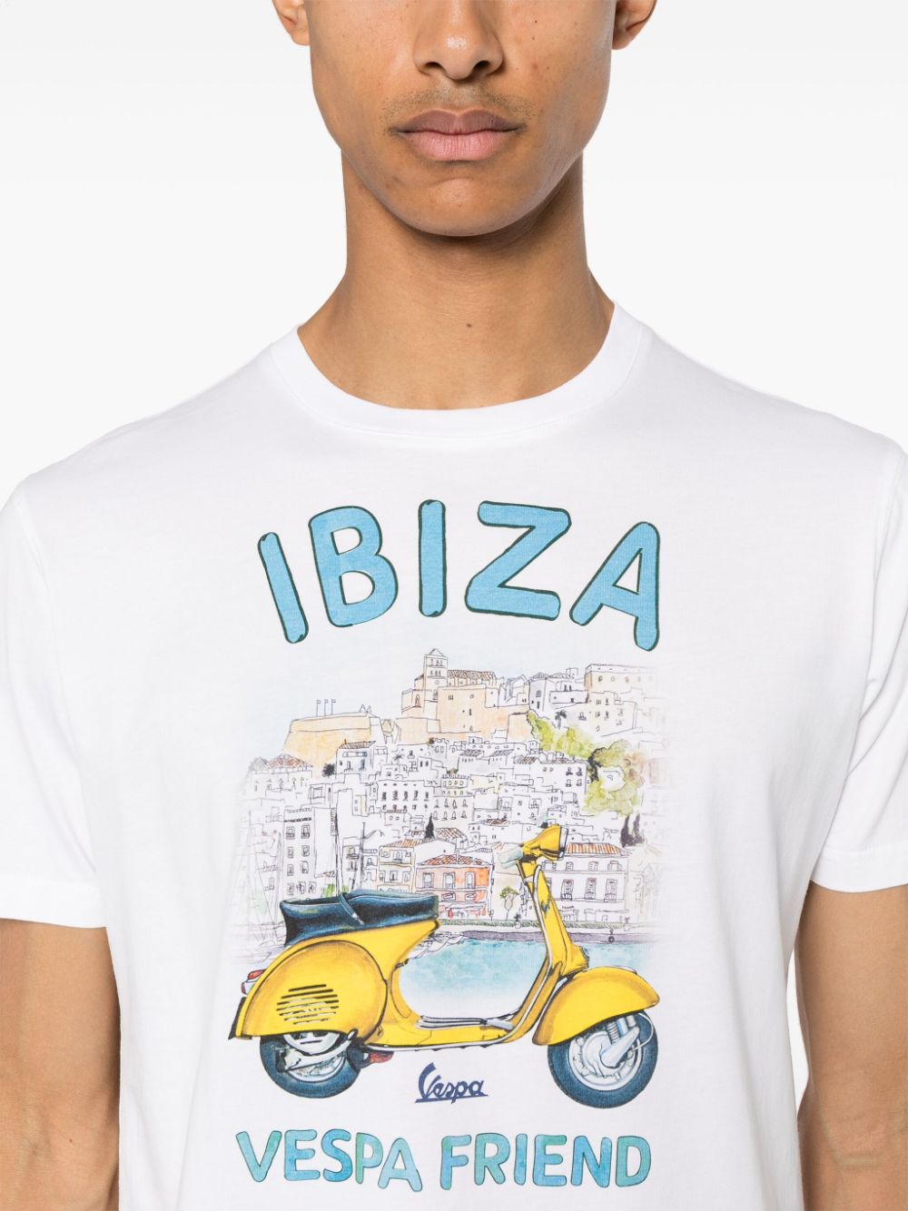 Shop Mc2 Saint Barth Ibiza Vespa Cotton T-shirt In White