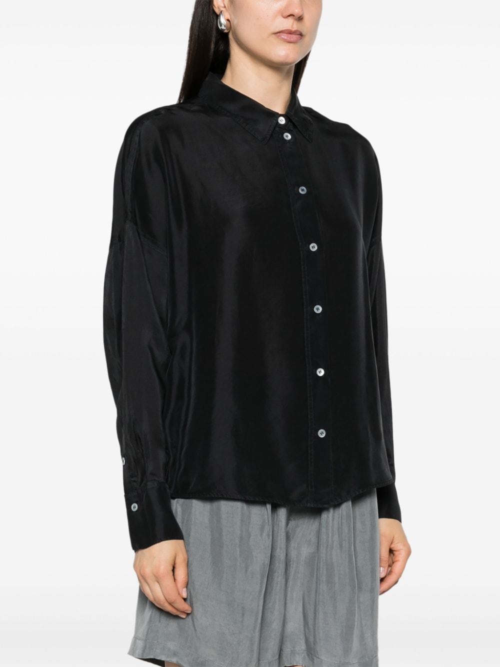 Shop Tela Pam Open-back Silk Shirt In Black
