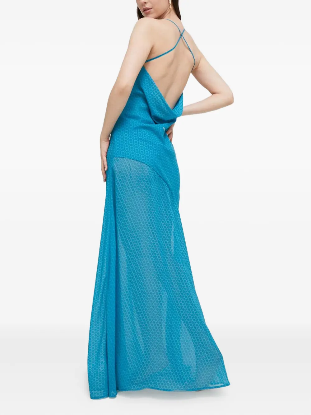 Trussardi Criss-cross Maxi Dress In Blue