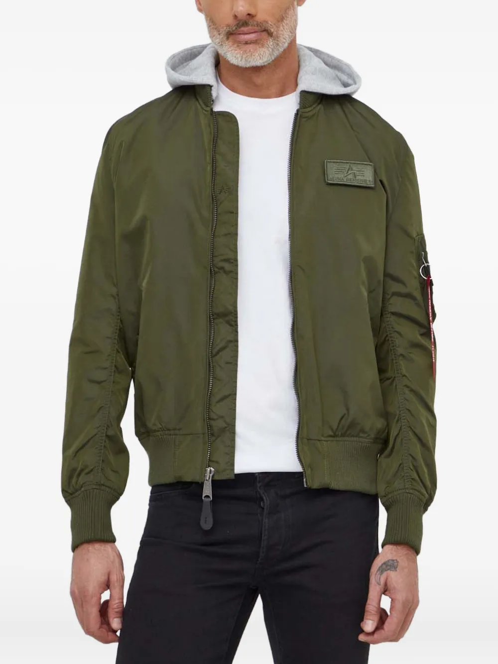 Alpha Industries Ma-1 Tt Hooded Bomber Jacket In Green