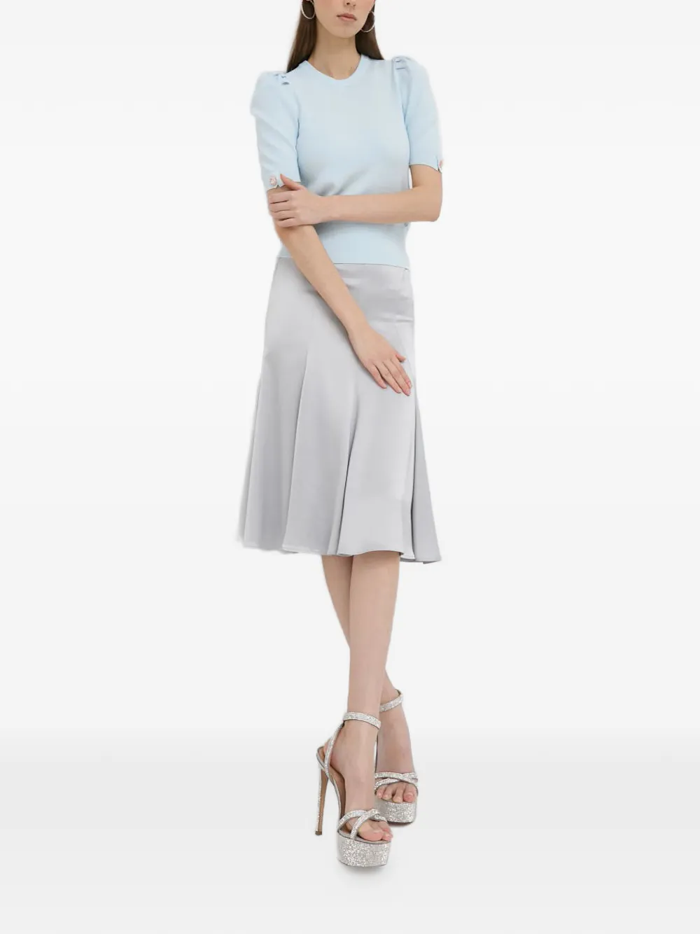  Trussardi Flared Midi Skirt - Grey 